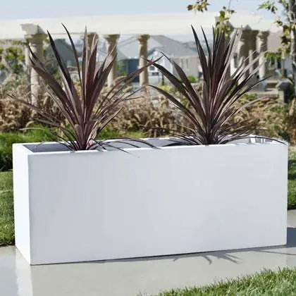 White rectangular planter