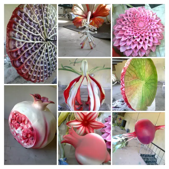 Artificial FRP flowers and fruits