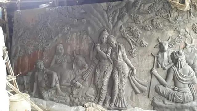 Carved FRP story mural