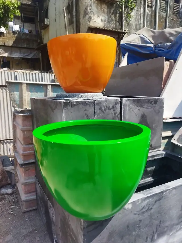 Coloured round FRP planters