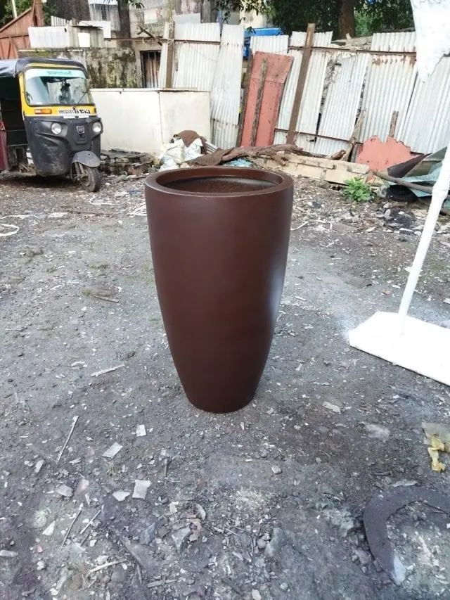 Tall brown FRP planter